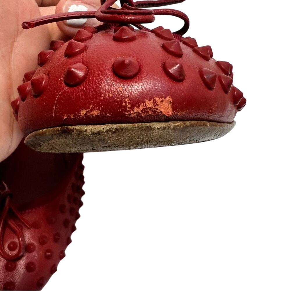 GUCCI MADE IN ITALY RED ROCKSTUD WOMEN FLATS SIZE 39 NO BOX - Picture 6 of 8